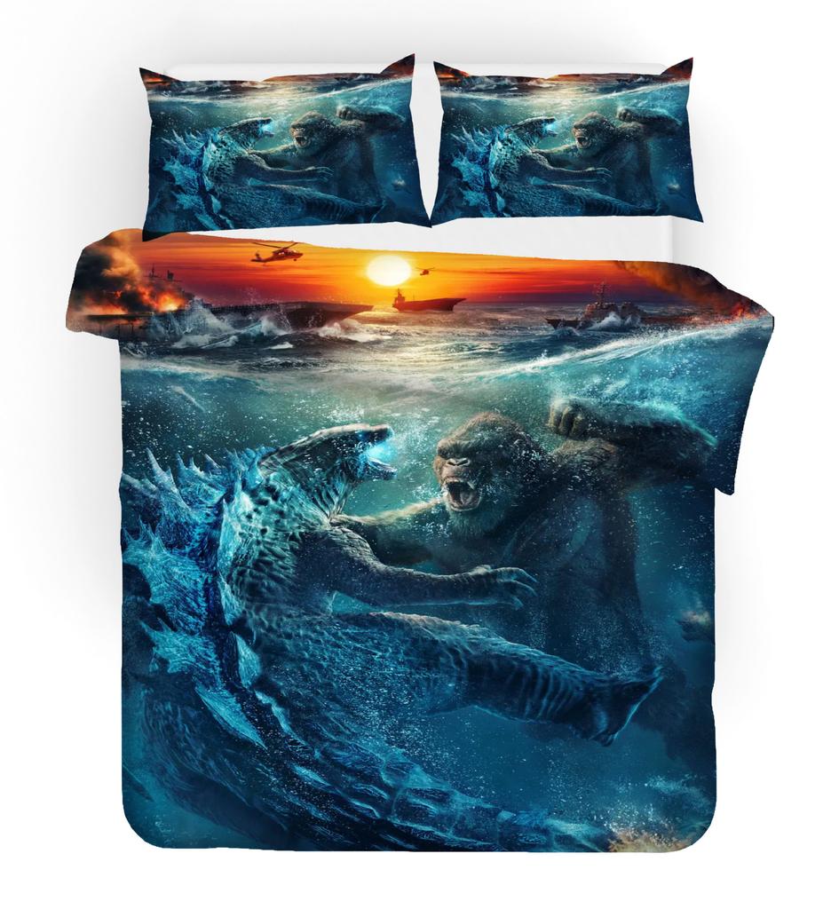 3d Digital Printing Bedding Three-piece Quilt Cover Making Bed Cover Coral Velvet