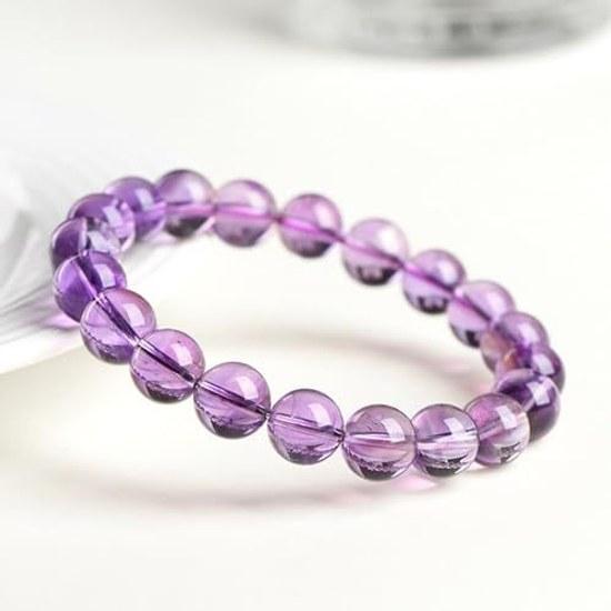 Natural Amethyst Bracelet Gem Round Bead Stretch Healing Reiki Purple Crystal Stone Business Money Luck Energy 1112mm