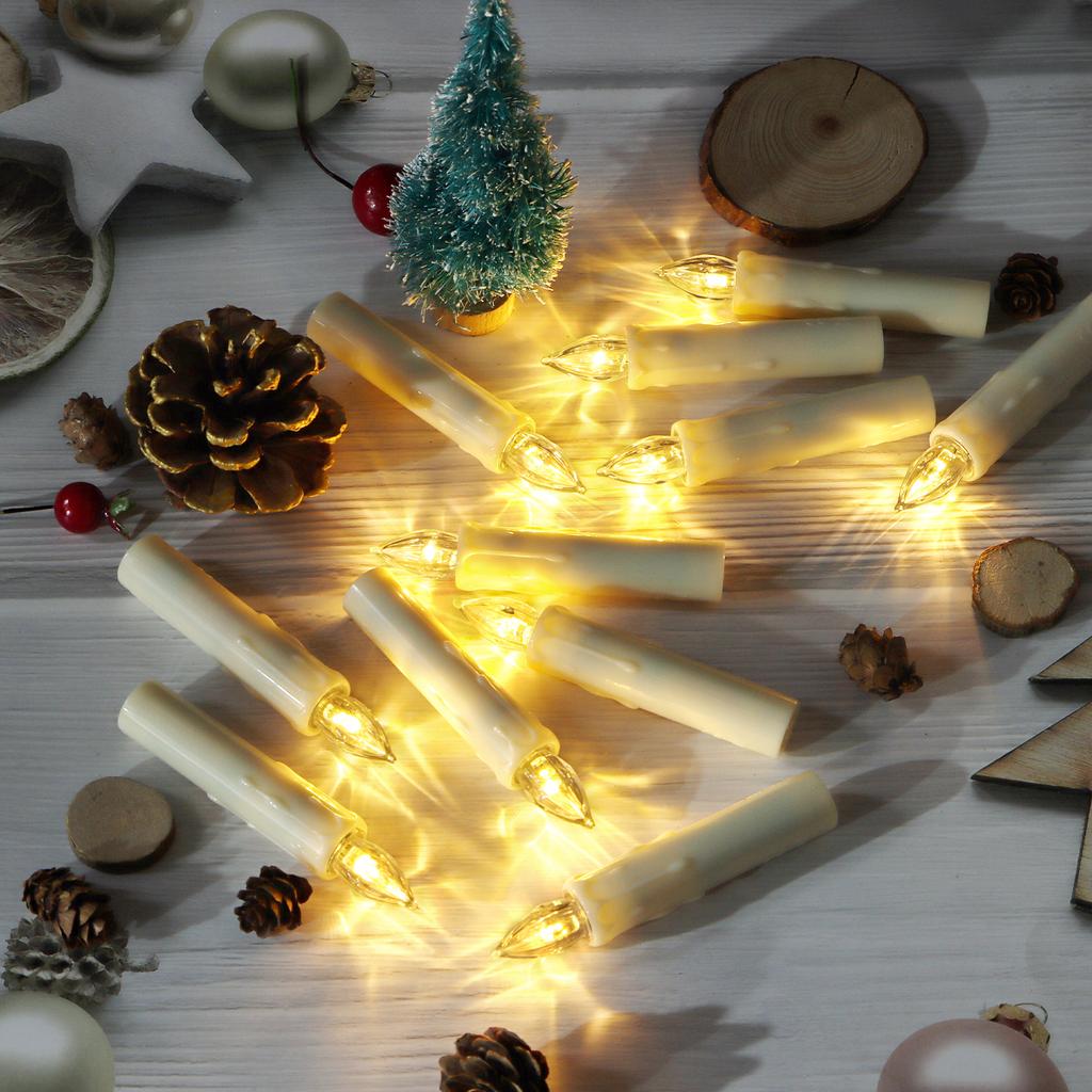 3.5" Clip on LED Taper Candle Christmas Light with Remote Control Waterproof & Color Changing ABS Material