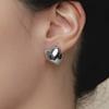Isla One-Touch Heart Earrings (Rhodium Plated)