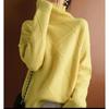 Womens High Neck Knit Sweater Solid Color Rhombus Warm Thick Long Sleeve Pullover