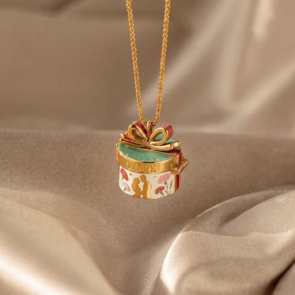 Copper Bow Tie Necklace With Open Box Design And Artistic Finish For Daily Wear