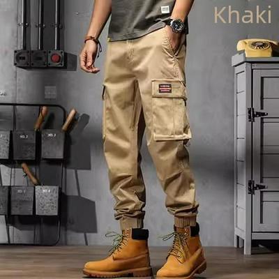 Men's Summer American Retro Loose Straight Overalls with Wide Leg Cuffs
