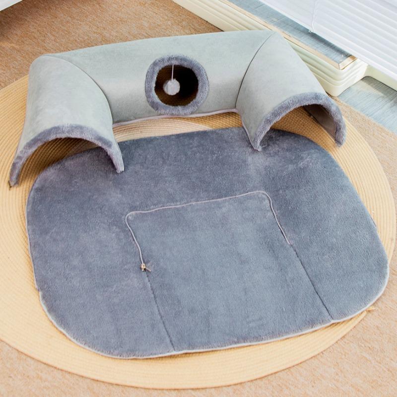 Nid Pour Chat Tunnel Gris En Forme De U, Design Détachable Chaud Et Confortable, Jouet Pour Chats, Imperméable, Attire L'attention