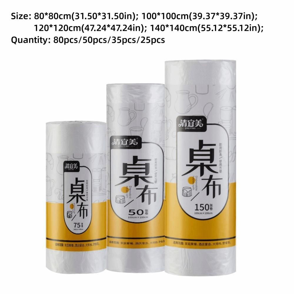 White Disposable Tablecloth Plastic Rectangle Round Table Plastic Film Tablecloth Waterproof Oil-proof Thickened