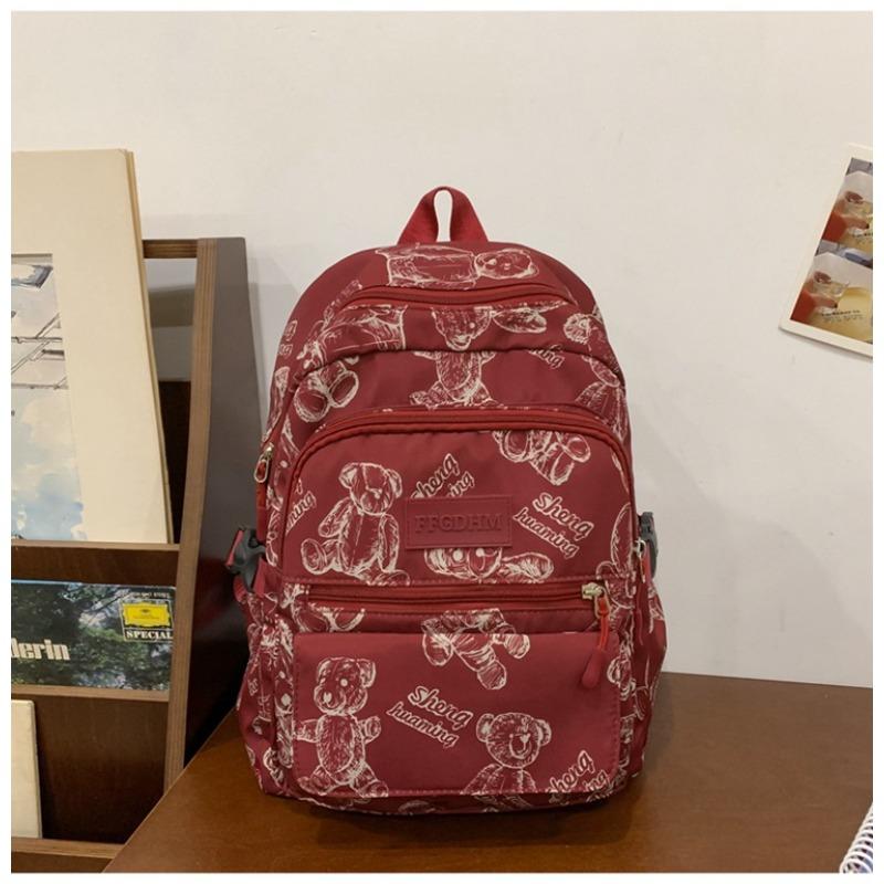 New Cute Bear Junior High School Backpack Large Capacity Girl Ultra Light Burden Reduction Ridge Protection Strong Durable Backpack Fashion