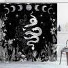 Tenda da Doccia Luna Nera e Bianca Fase Lunare Galassia Stella Floreale Pianta Boho Celeste Misterioso Gotico Strega Ganci