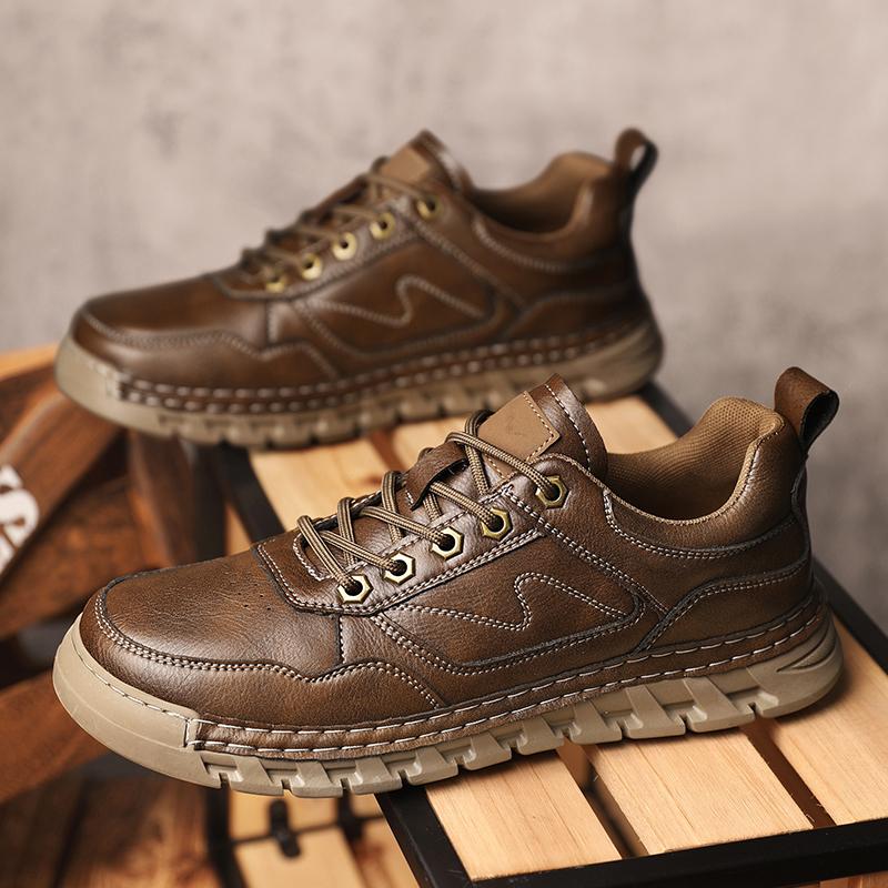 Fashion Outdoor Leather Casual Shoes Mens Comfortable Sneakers Lightweight Walking Shoes Tenis Masculino Male Treking Footwear Trainers