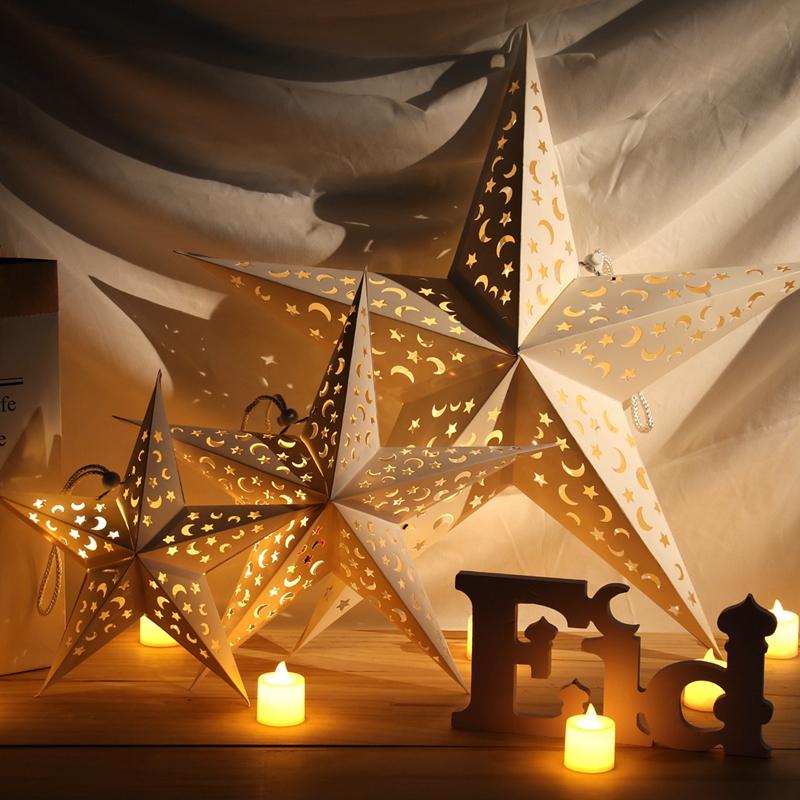

Eid Mubarak Star Moon Hanging Pendant Ramadan Decorations for Home Islamic Muslim Ramadan Light Eid Al Adha Party Kareem Gifts