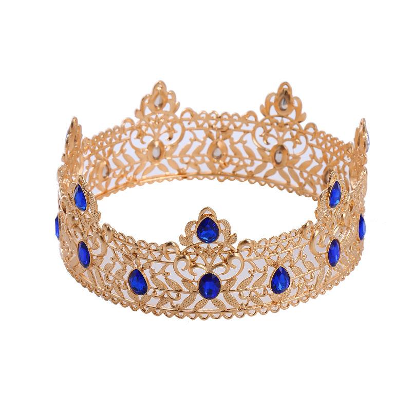 Круглая Корона невесты, королевская корона из сплава со стразами, барочная корона, мужская королевская корона