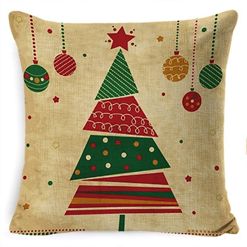Pillow Cushion Cover Linen Santa Claus Pillow Cover Linen Material
