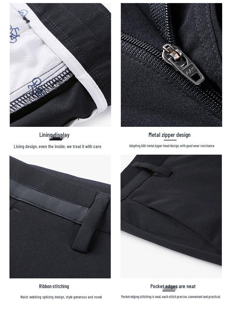 Men's Korean Style Slim Fit Casual Nine-Point Straight Leg Dress Pants