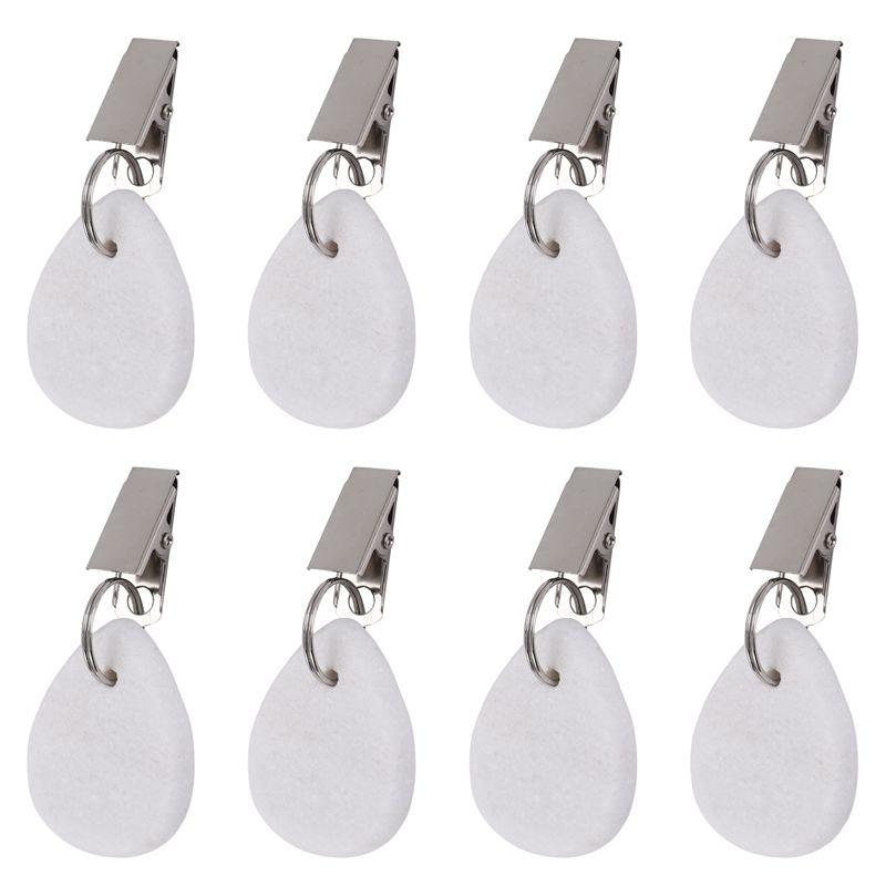 

AEE2-8Pcs Tablecloth Weights Teardrop Table Cover Weights Metal Clip Tablecloth Pendant Stone Table Weights Hangers