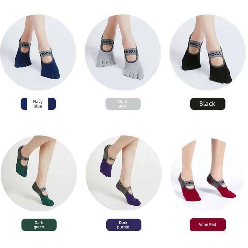 

Five-Finger Yoga Socks Non-Slip Socks Women s Pilates Socks Summer Thin Dance Fitness Indoor Sports Short Wine Red + dark green