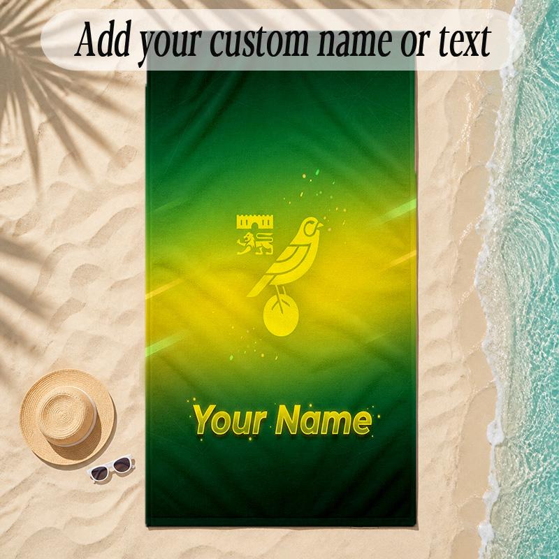 Beach TowelNorwich City Custom Name Text Personalized Soft Towel for Beach Pool Indoor Home Decor Gift