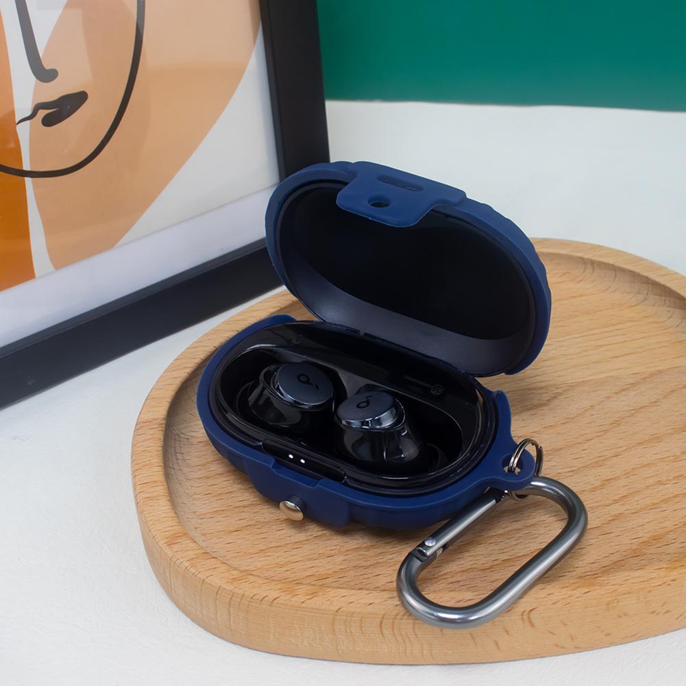 Silicone Protective Case for Anker Soundcore Space A40 Charging Box Wireless Shell Headphone Protective Case with Carabiner