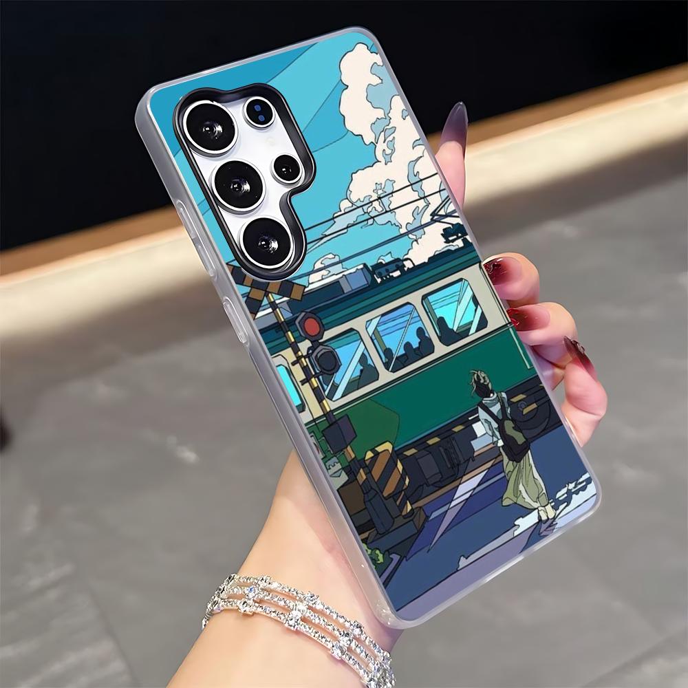

Чехол для телефона в стиле комиксов, пейзаж, для Samsung S26 S25 S24 S23 S22 S21 FE Plus Ultra, Черный, 2-в-1, Гелевый силиконовый чехол Galaxy S23