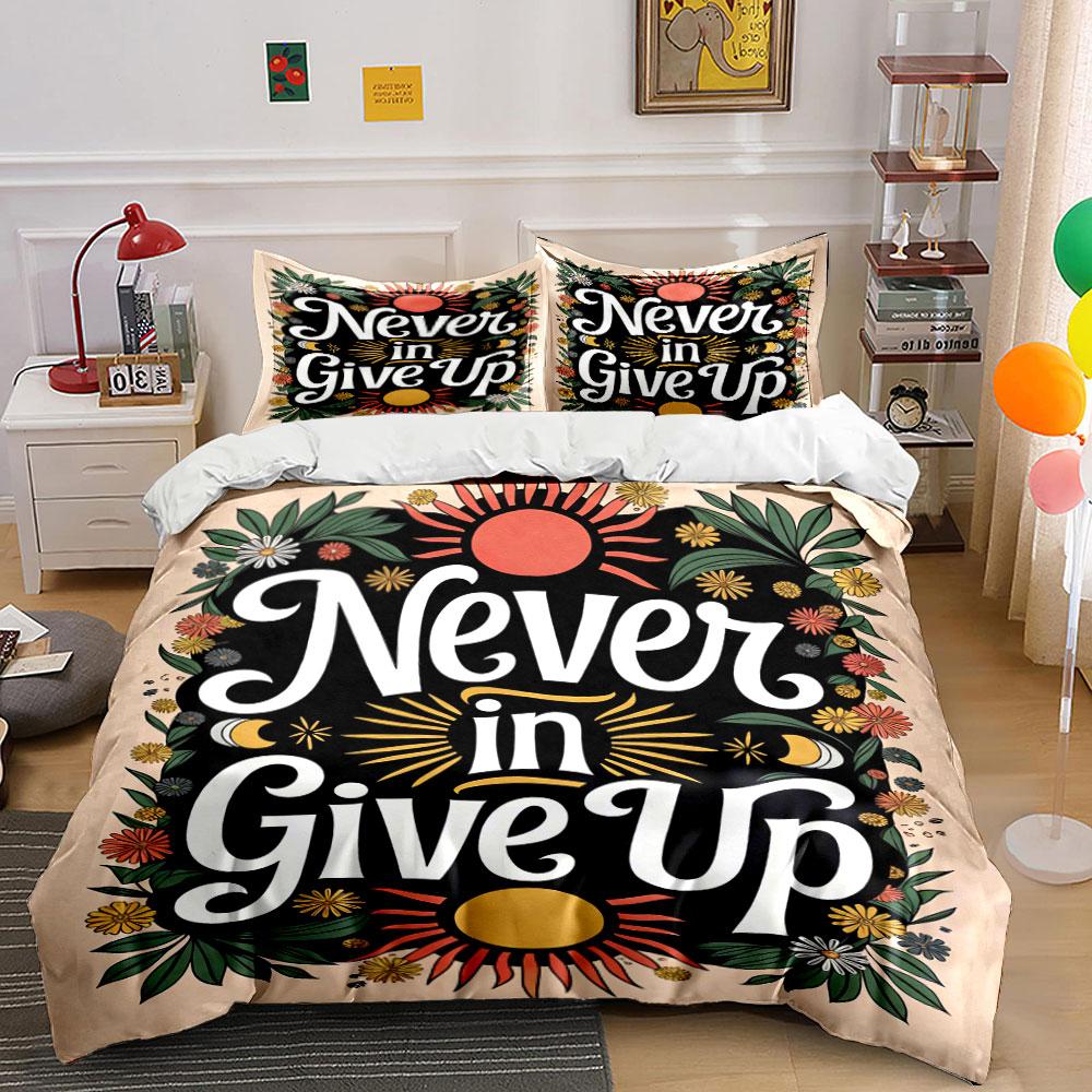 Sun, flowers, leaves, text. Bedding sets Duvet cover sets Duvet covers Pillowcases(1 * Duvet Cover 2 * Pillowcases without duvet insert)