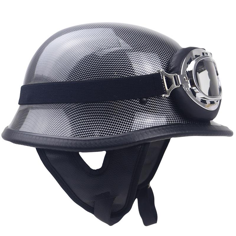 Germany 2025 High-end Retro Motorcycle Half Helmet, Imitation Carbon Fiber