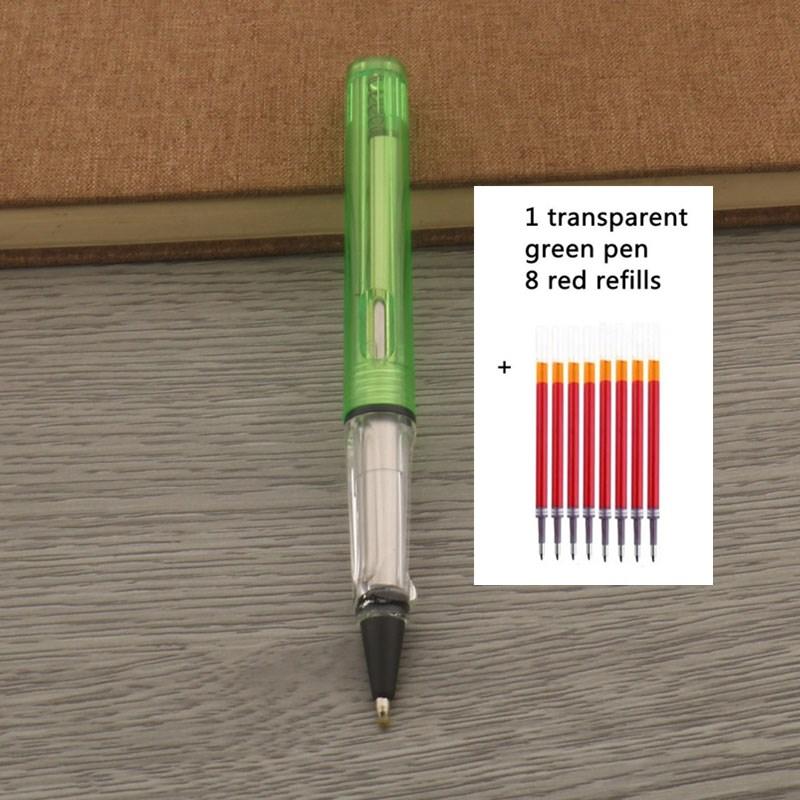 1Pc Ballpoint Pen + 8 Refills Black Blue Red Ink Gel Pen Bullet Tip 0.5mm Rollerball Pen School Office Supplies Stationery Pen