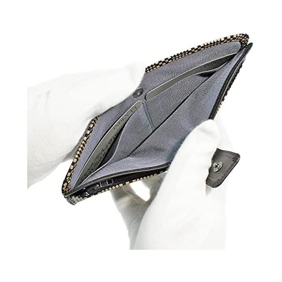 Inden-ya Inden Long Wallet Thin Deer Leather Black X White Lacquer Patterned Small Checkered Special Color 2107-11-167