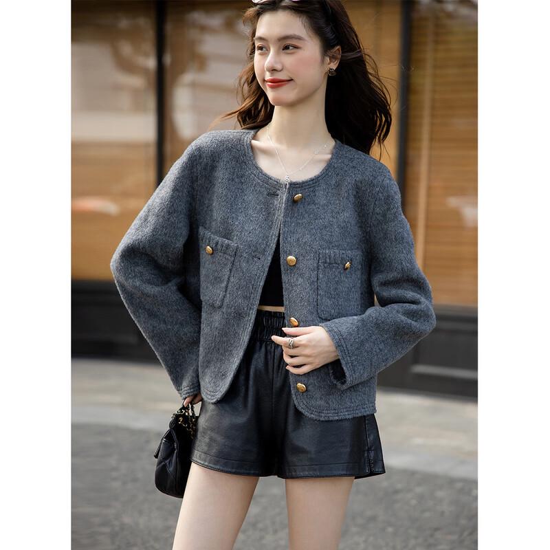 Women's Stylish Long-Sleeve Short Wool Coat