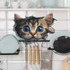 3D Visual Effect of Broken Walls Cute Little Cat Bedroom Living Room Entrance Hall Home Background Beautification Wall Stickers