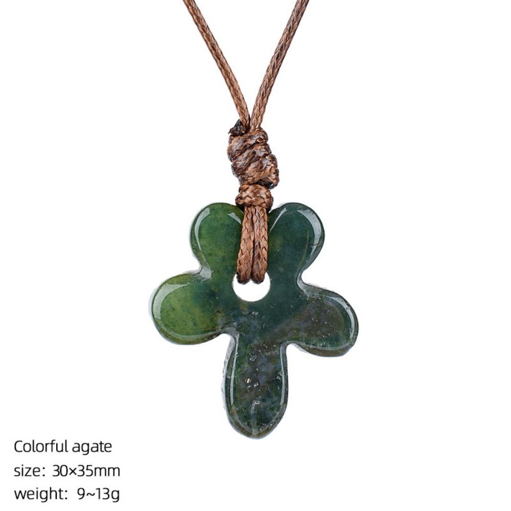 Semi-Precious Agates/Amethyst Necklace Five-Petal Pendant Necklace  Birthday Gifts