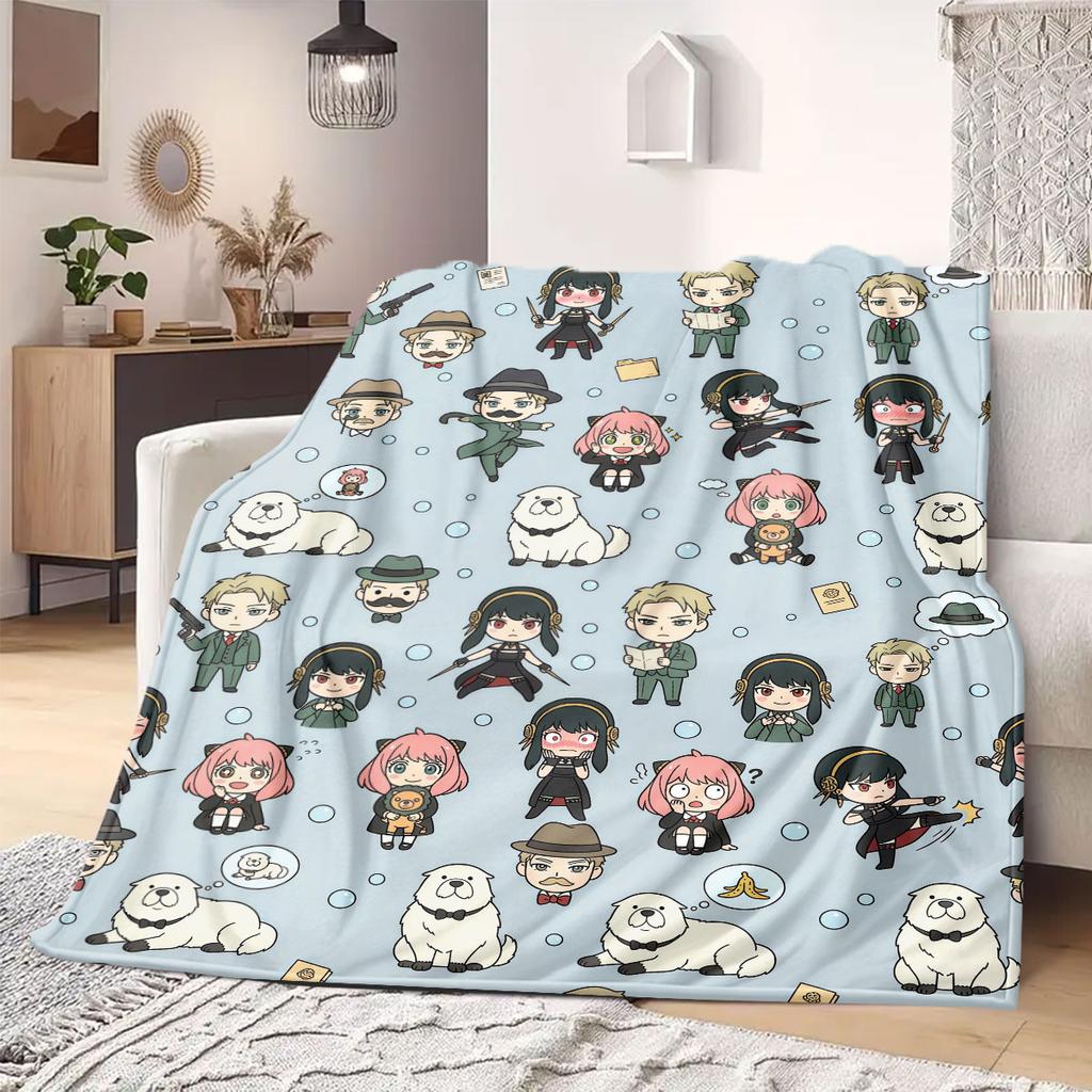 Spy x Family Anime Stil Flanelldecke, Lebendiger Druck für Bett und Stuhl, Warme Heimtextilie, Leicht für den Außenbereich_LIAN