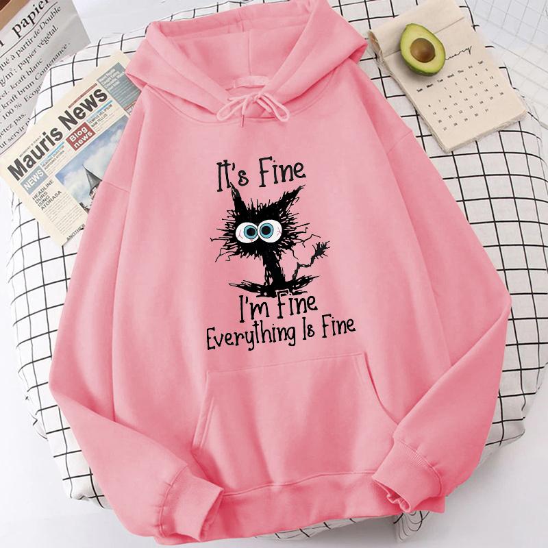 (Unisex Hoodie)New Cat Printed Hoodies Women Unisex Sweatshirt Hooded Casual Tops Pullovers