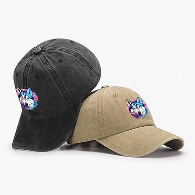 In Stock Adjustable Hat Print Wolf Caps Casual Outdoor Plain Baseball Unisex Cap Baseball Basic Cap Men Snapback Cap