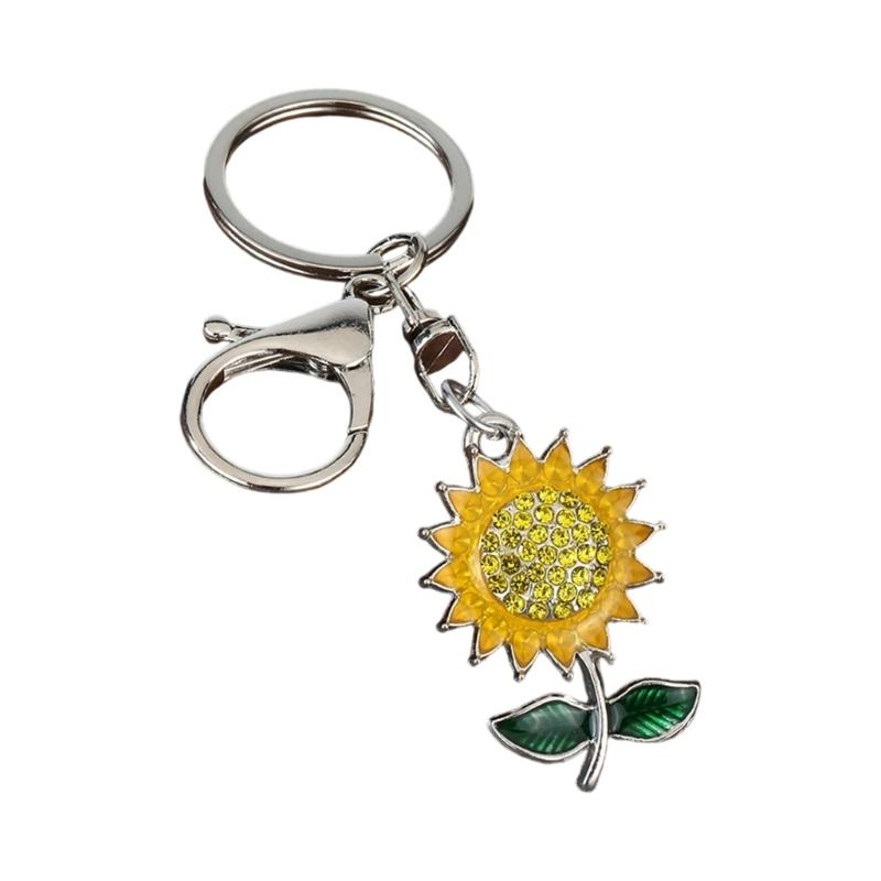 Sunflower Themed Keychain Metal Construction Flower Key Holder Lightweight Portable Fashion Jewelry Gift