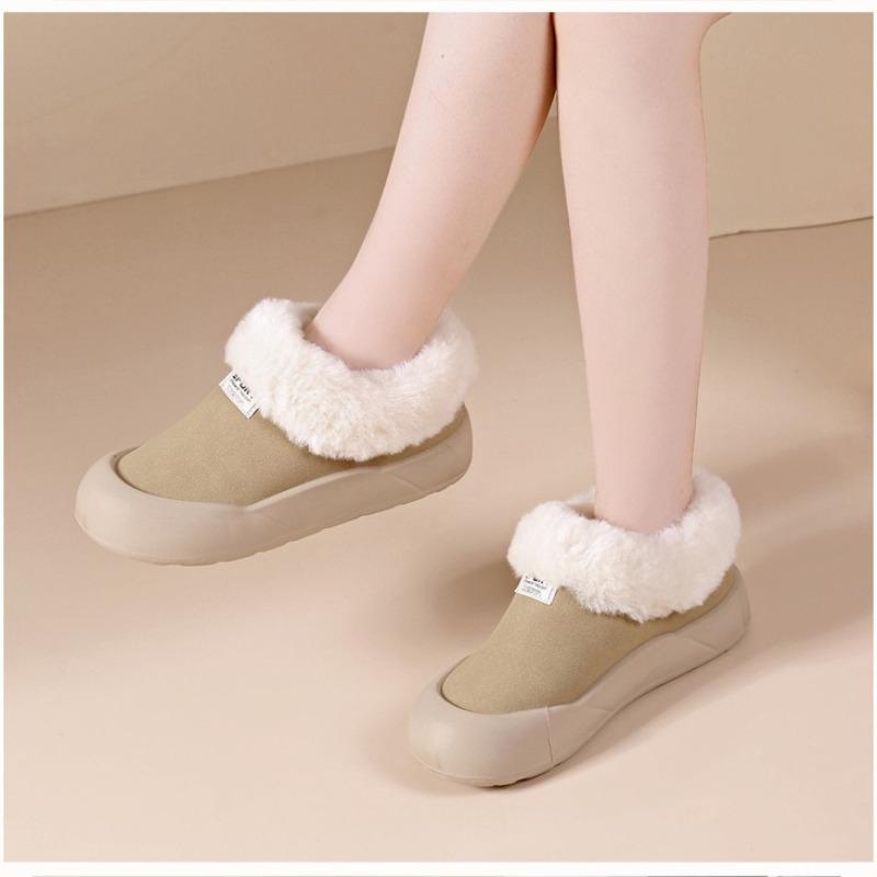 Korean-Style Women's Winter Boots with Fleece Lining Thickened Cotton-Lined Boots Warm Flat-Soled Soft-Sole Casual Women's Cotton Shoes