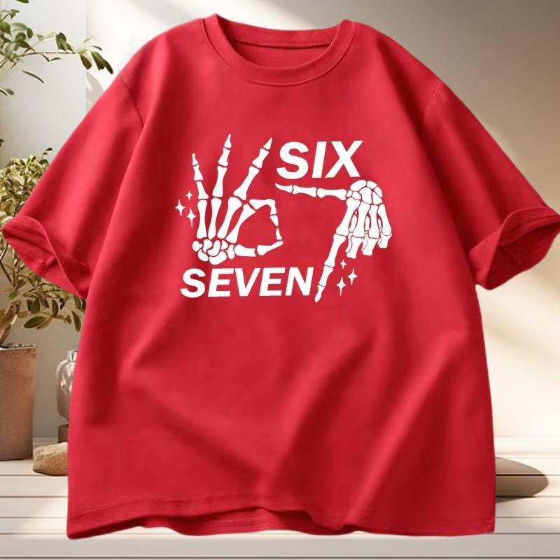 Funny Skeleton Hands T Shirt 67 Halloween TShirt Six Seven Couples Tee Men Women Cotton Short Sleeve Tshirt Vintage Clothing M