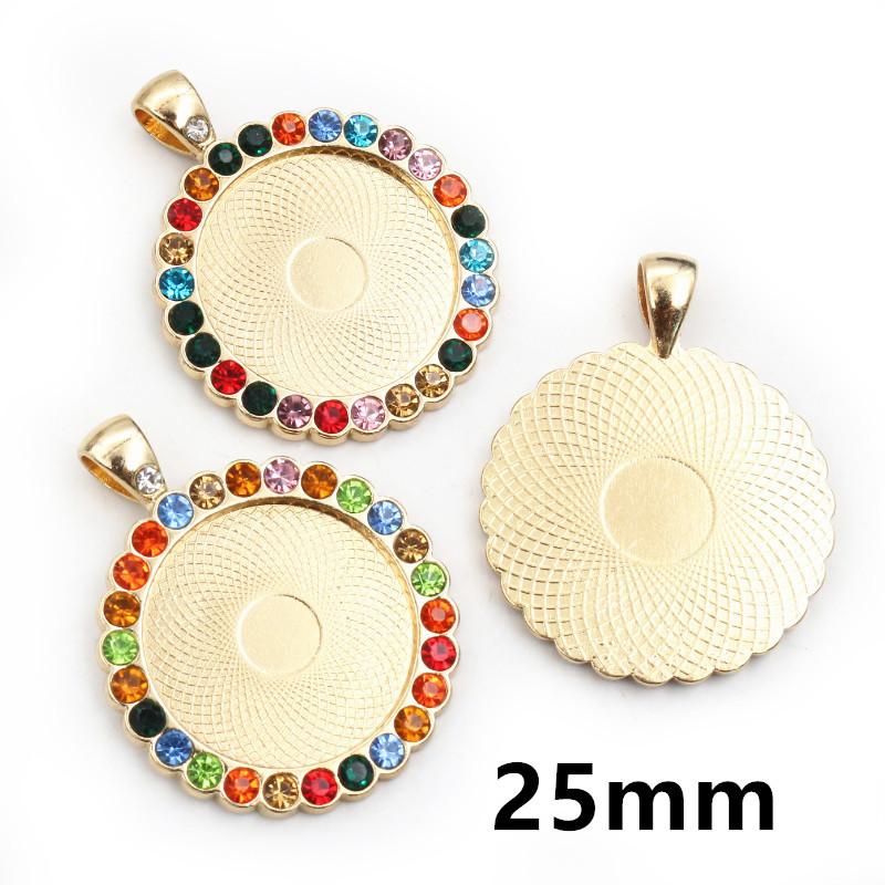 5pcs Fits 20mm 25mm 18x25mm 30x40mm Cabochons with Rhinestone Round Oval Pendant Blank Base SettingTray DIY Jewelry Accessories