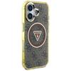 Guess IML Metal Glitter 4G Circle Triangle MagSafe case for iPhone 16 brown
