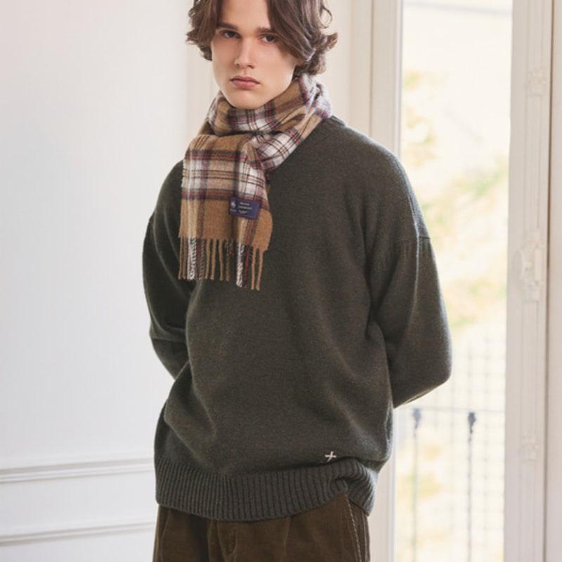 ABRAHAM MOON Merino Wool Muffler 25cm - Camel Stewart