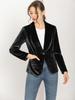 Allegra K Velvet Blazer Coat with Shawl Collar and Button Closure, Solid Color, for Office Wear, Women's, Black, Size XS