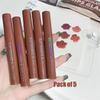 Set di cinque lucidalabbra color cioccolato Rossetto opaco opaco a lunga tenuta Adatto per studentesse