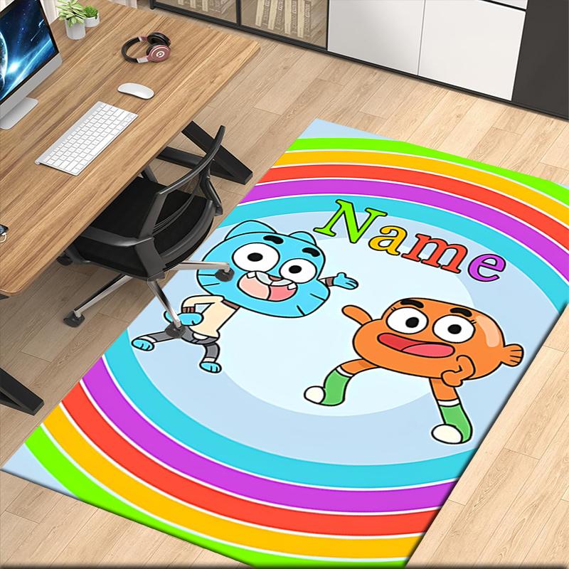 Benutzerdefinierter Name Der Erstaunliche Welt von Gumball Bedruckter Teppich, für Bürostuhl Wohnzimmer Schlafzimmer Küchenraum Dekor Geschenke.