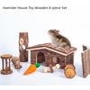 8PCS Natural Wooden Hamster Chew Toys Set – Small Pet Cage Accessories for Rabbits Rats Mice, Tunnel Bell Roller House