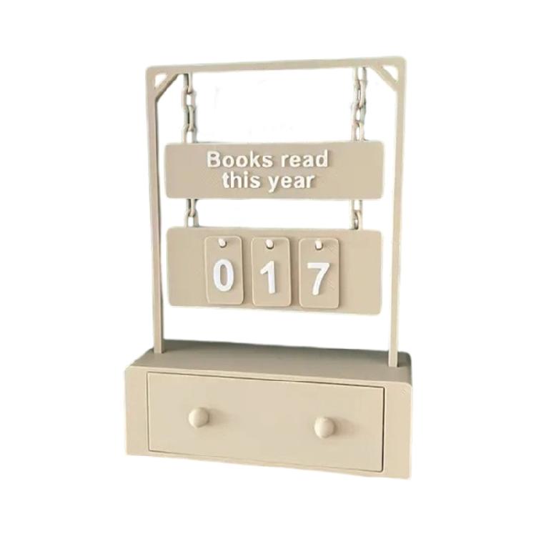 Hanging Book Counter Decorative Piece With Number Trackers And Bookmarks Holder Drawer Book Read This Year Trackers Gift