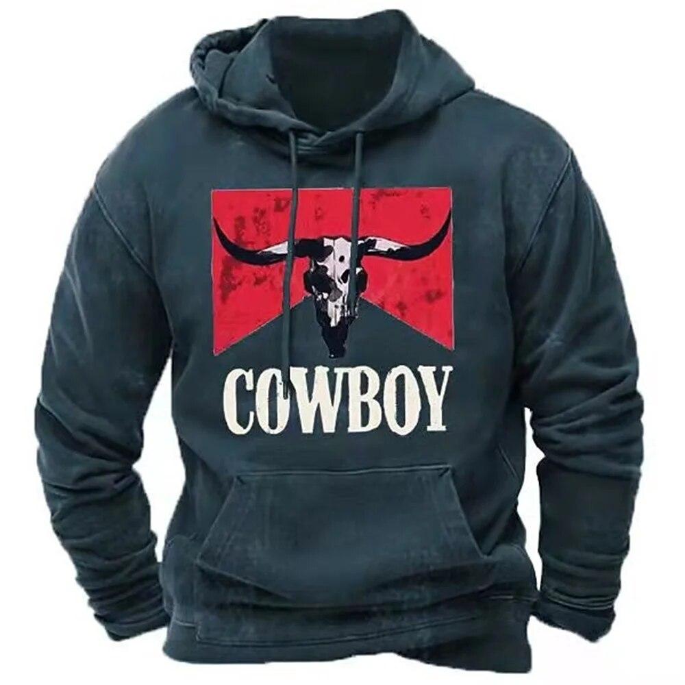 Indian Cowboy Autumn Winter Retro Men Hoodies Vintage Pullover Fashion Oversized Sweatshirt Long Sleeve Casual Tops Clothing