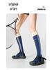 Damen Mikrodruck Schweißableitende Mid-Calf Kompressionssocken für Laufen und Fitness
