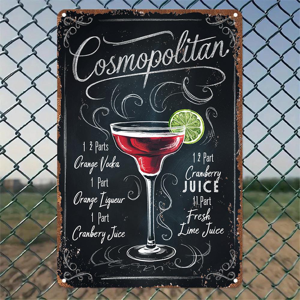 

Mfoever VintageStyle Aluminum Sign COSMOPOLITAN Chic Cocktail Recipe Wall Art Ideal for Home Bar Cafe Office More 20x30cm（7.8x11.8inch）