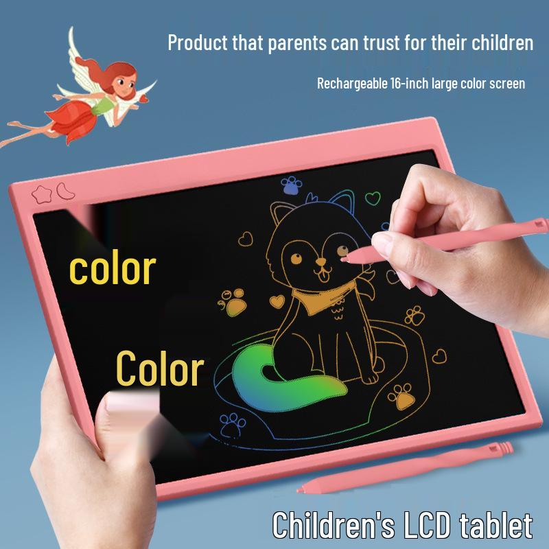 Children s 16-Inch LCD Drawing Board: Large Electronic Cartoon Doodle & Handwriting Pad 16-inch color pink