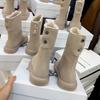 Pure Leather Velvet Martin Boots Female Flat Bottom Internet Celebrity Two Wear Milk Tea Color Short Boots Snow Boots