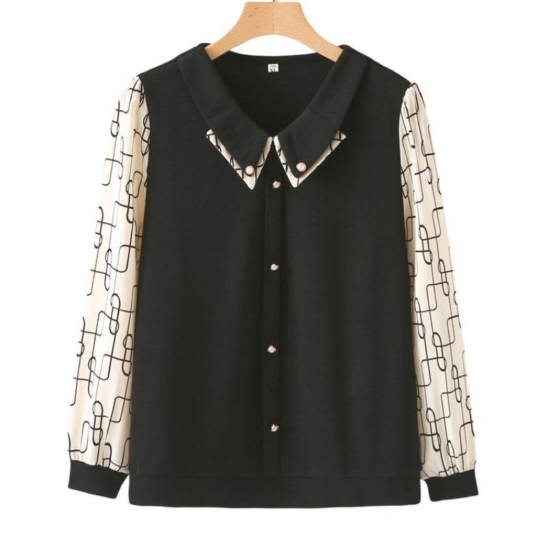 

Рубашки для женщин среднего и пожилого возраста, новые топы, комплект из двух предметов: рубашка с длинным рукавом для весны и осени для мамы среднего возраста 5XL