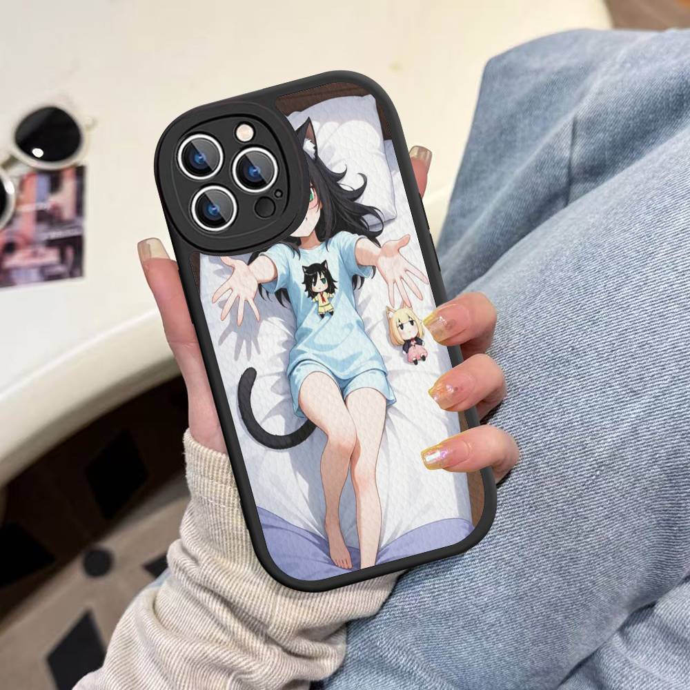 Watamote K-Kuroki T-Tomoko Leather Phone Case For IPhone 16 15 14 13 12 11 Pro Max Plus Shockproof Cover