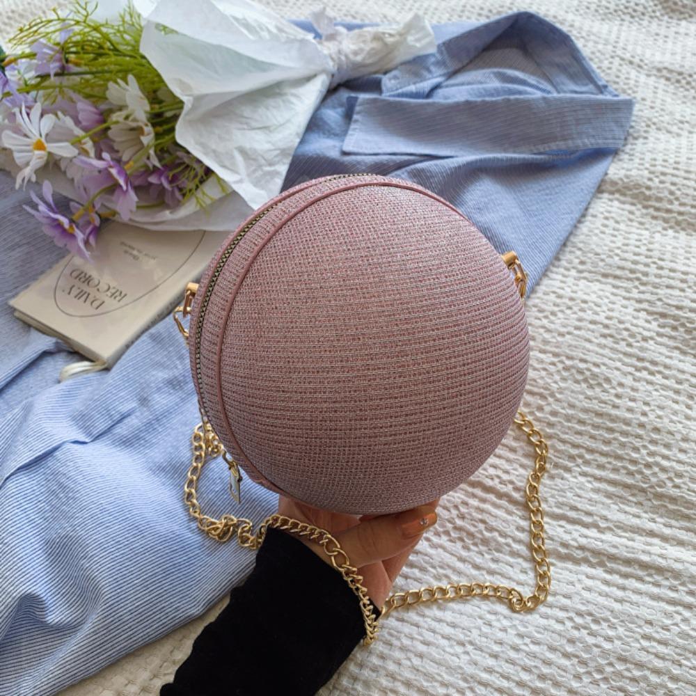 

Zipper Ball Handbag Glitter Shinny Clutch Purse Retro Evening Banquet Bag Party рожевий